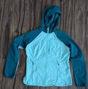 Columbia Teal and Light Blue Hooded Jacket